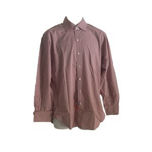 T.M. Lewin Mens Superior 140's Cotton Micro Plaid Check Dress Shirt 15.5 33